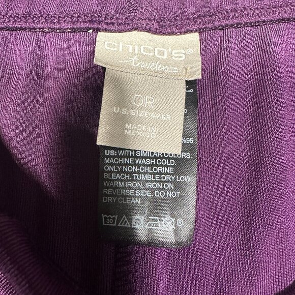 Chicos Travelers Pants Womens Small Purple Stretch Flat Front Straight Pull On - Picture 4 of 7